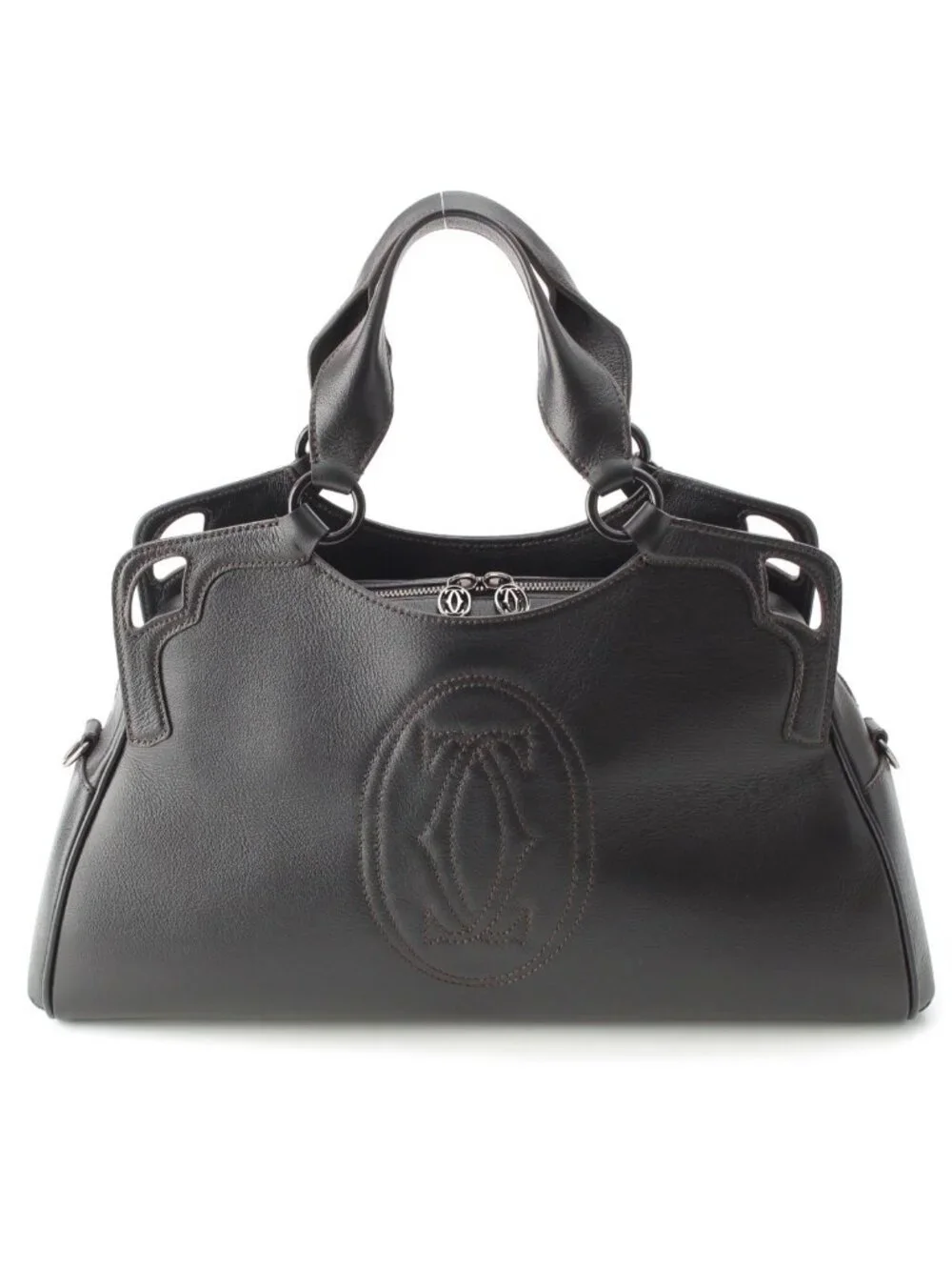 Cartier Marcello de Cartier Leather 2-Way Handbag Black